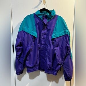Men's Teal & Purple Windbreaker Jacket - Retro Colorblock